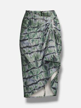 Stella Jean Women's Green Snake-Effect Faux Leather Skirt Size 42